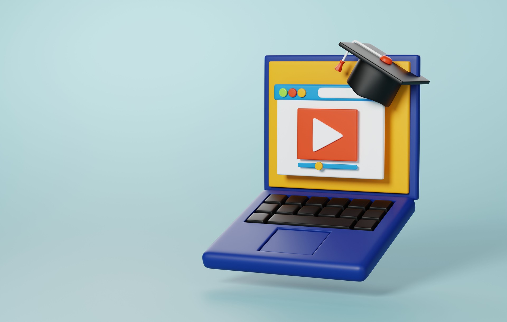 E-Learning Evolution, 3D Icon of Virtual Classroom and Online Video Instruction. 3D Render